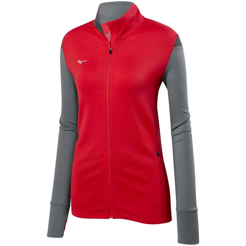 Damske Bundy Mizuno Horizon Full Zip Volejbalove Červené/Siva Vypredaj LQUM89374